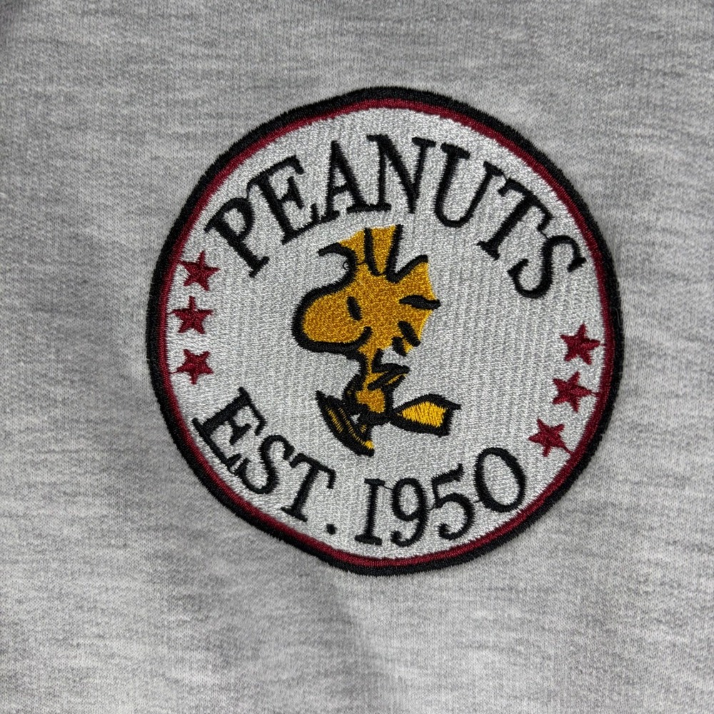 Peanuts Snoopy Woodstock Heather Gray Graphic Hoodie Freeze Size Small - Picture 6 of 11
